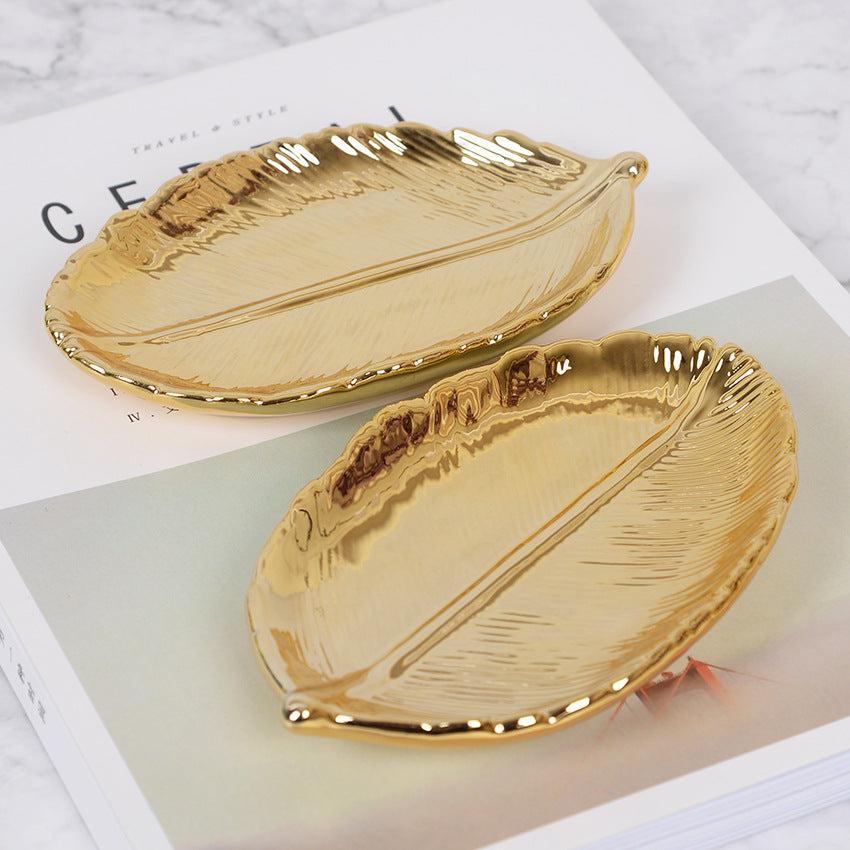 Nordic Ins Gold Leaf Ceramic Storage Tray